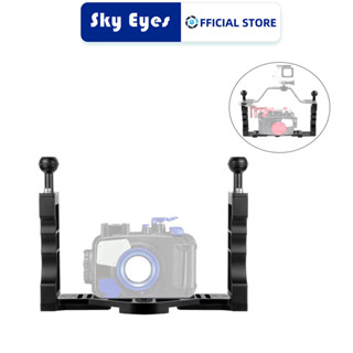 Skyeyes ถาดกันสั่นกล้อง อลูมิเนียมอัลลอย ด้ามจับคู่ สําหรับกล้อง GoPro SJCAM Insta360 DSLR ถ่ายภาพใต้น้ํา