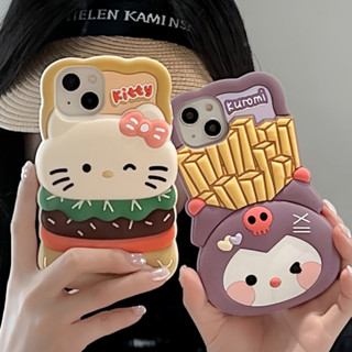 เคสโทรศัพท์มือถือซิลิโคน ลายแฮมเบอร์เกอร์ KT French Fries Kulomi สําหรับ iPhone 14ProMax 13 iPhone11 12 ProMax