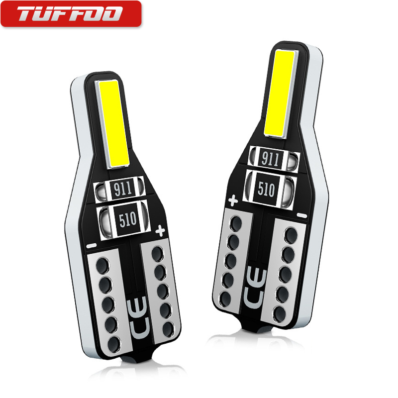 Tuffoo 1 คู่ หลอดไฟ T10 W5W LED 6000K สีขาว เหลือง สําหรับจอดรถยนต์ ตําแหน่งไฟโดม ไฟภายใน ไฟอ่านหนังสือ (DC 12V)