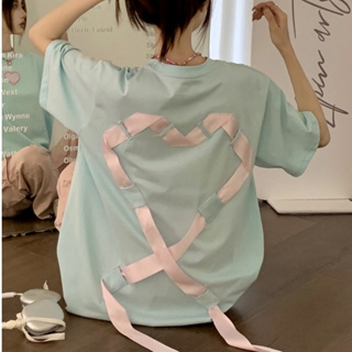 Milyfashion เสื้อยืดแขนสั้น ผ้าฝ้าย ปักลายหัวใจ สามมิติ แฟชั่นฤดูร้อน 2023