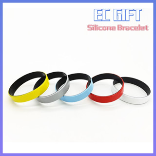 Ecgift SW002 สร้อยข้อมือซิลิโคนเคลือบสี สีสันสดใส - สายรัดข้อมือยางซิลิโคนเปล่า สําหรับกีฬาทีมเกมเด็กเล่นปาร์ตี้