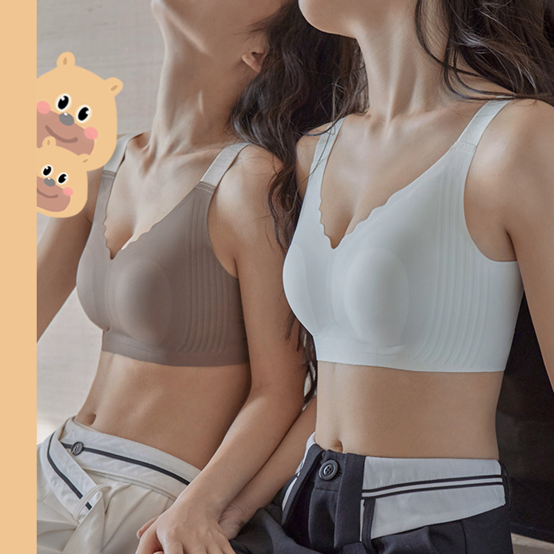 bearbra สินค้าใหม่ ชุดชั้นในสตรี ไร้รอยต่อ ขนาดใหญ่ สุดเท่ สีนู้ด สุดเท่ แบบบางพิเศษ เหมาะกับฤดูร้อน