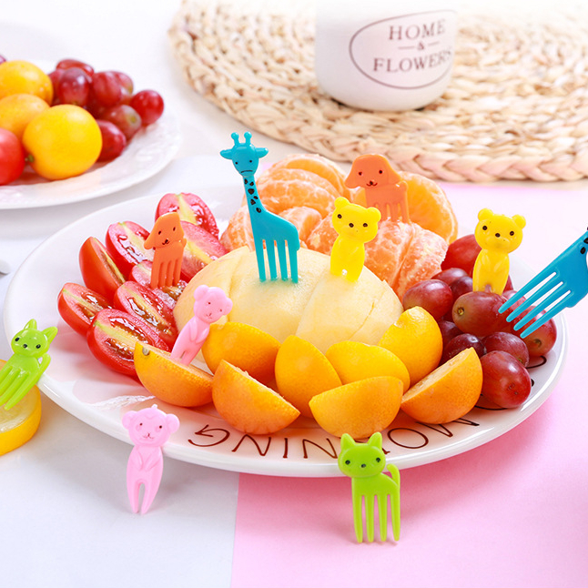 10 ชิ้น / เซต สัตว์ ผลไม้ ขนมหวาน ส้อมขนาดเล็ก อาหาร ปิ๊ก เด็ก เบนโตะ ไม้จิ้มฟัน ปาร์ตี้ ซัพพลาย ส้อมขนาดเล็ก บนโต๊ะอาหาร