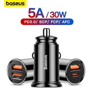 Baseus ที่ชาร์จในรถ USB คู่ 5A ชาร์จเร็ว 2 พอร์ต 12-24V ซ็อกเก็ตที่จุดบุหรี่ในรถ USBC ที่ชาร์จสําหรับอะแดปเตอร์ชาร์จโทรศัพท์มือถือ