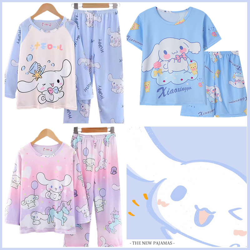 ปีใหม่ของขวัญเด็กสาวชุดนอนน่ารักอบเชยสุนัขการ์ตูนเด็กชุดนอนแขนยาวรอบคอเสื้อผ้า baju budak tidur perempuan
