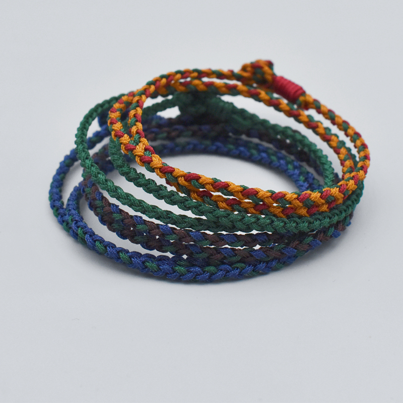 Handmade ทิเบตพุทธ Double Layer Lucky Charm ด้ายทิเบตสร้อยข้อมือและกําไลสําหรับผู้หญิงผู้ชาย Knot Budda เชือกสร้อยข้อมือ