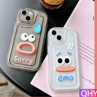 Qhy - พร้อมส่ง เคสโทรศัพท์มือถือ แบบหนา ลายหน้ายิ้ม สําหรับ Iphone 11 7 8 Plus XR xs 12 13 14 Pro Max