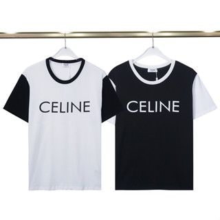 Cel1ne เสื้อยืดแขนสั้น ผ้าฝ้าย พิมพ์ลาย แฟชั่นสําหรับทุกเพศ