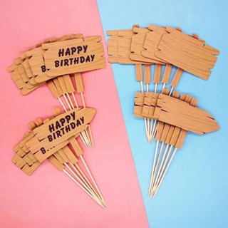 ชุดท็อปเปอร์กระดาษ ลาย Happy Birthday DIY สําหรับตกแต่งเค้กวันเกิด 5 ชิ้น