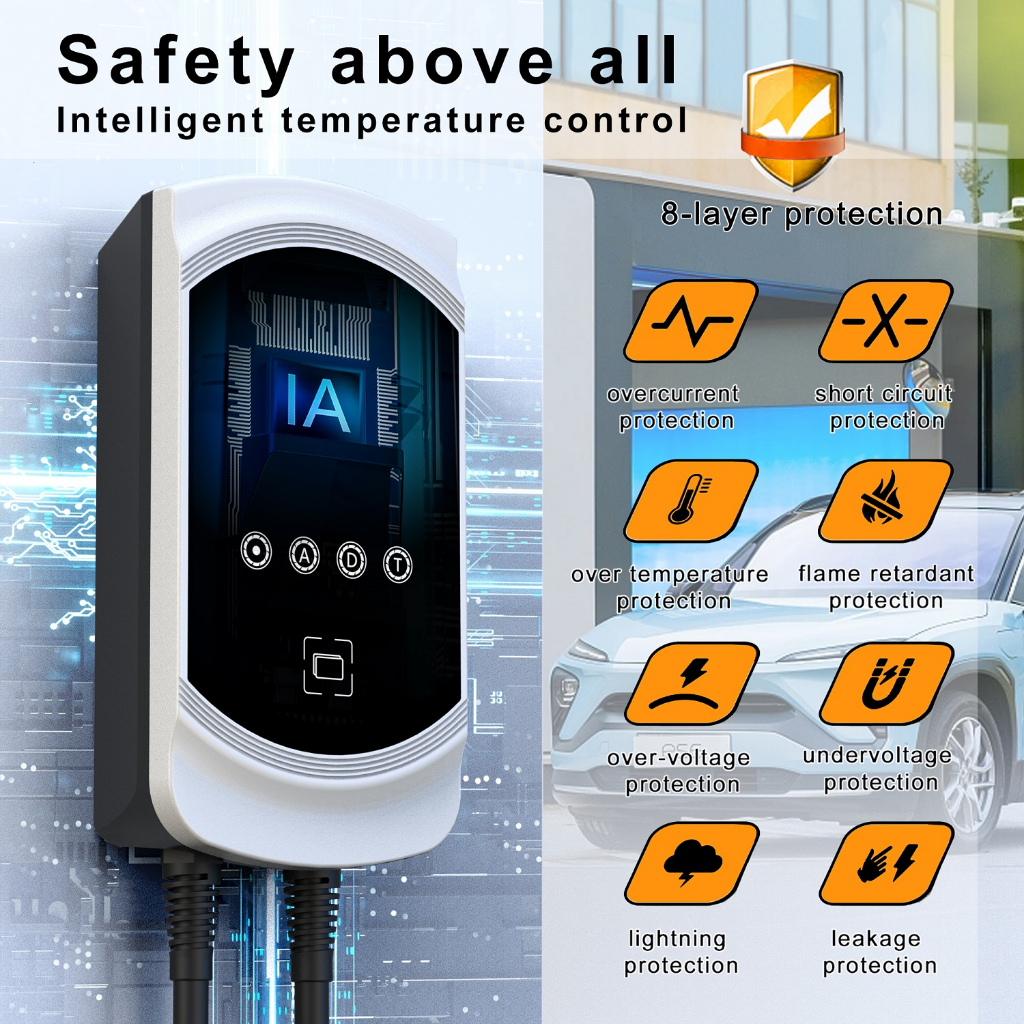 Feyree ใหม่ ที่ชาร์จ EV 7KW เฟสเดียว พร้อมฟังก์ชั่น APP RFID ปรับได้ สามเฟส 11KW 22KW สําหรับยานพาหนะไฟฟ้า
