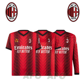 เสื้อกีฬาแขนสั้น ลายทีมชาติฟุตบอล AC Milan Jersey 23 24 ชุดเหย้า คุณภาพสูง สําหรับผู้ชาย