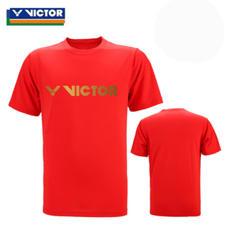 เสื้อกีฬาแขนสั้น ลายทีมแบดมินตัน Victor แบบแห้งเร็ว สําหรับผู้ชาย และผู้หญิง 2023