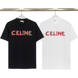 Cel1ne เสื้อยืดแขนสั้น ผ้าฝ้าย พิมพ์ลาย แฟชั่นสําหรับทุกเพศ