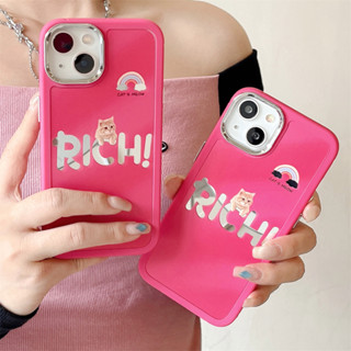 เคสโทรศัพท์มือถือ ชุบไฟฟ้า ลายแมว สีรุ้ง สําหรับ iPhone 14ProMax 13 iPhone11 12 ProMax