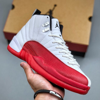 Jordan AJ12 "cherry" รองเท้าบาสเก็ตบอล สีขาว สีแดง สําหรับผู้ชาย CT8013 116