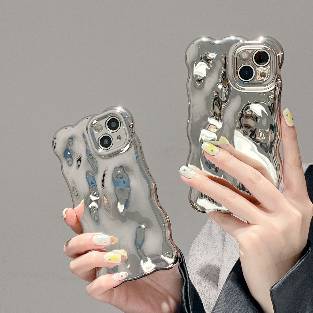 เคสโทรศัพท์มือถือชุบไฟฟ้า ลายคลื่น กันกระแทก สําหรับ iPhone 15 ProMax 15 14 ProMax 14Pro 14 13 Pro Max 12 Pro Max 11