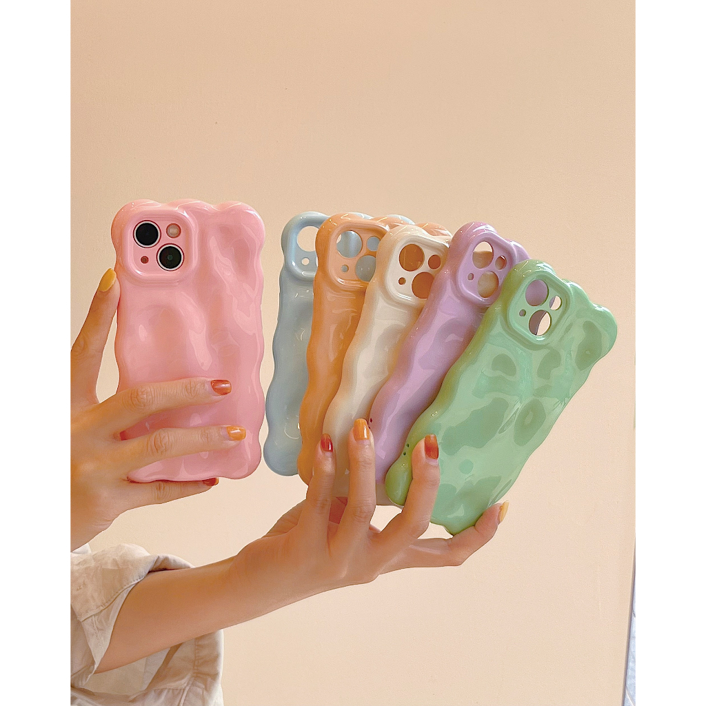 เคสโทรศัพท์มือถือ ลายคลื่น สีชมพู สีฟ้า และสีเขียว สําหรับ iPhone 14 Pro Max 14Pro 14 13 Pro Max 12 Pro Max 11