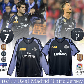 เสื้อกีฬาแขนสั้น ลายทีมชาติฟุตบอลชั้นนํา 16 17 RM Real M Third ไซซ์ S - 2XL ชุดเหย้า