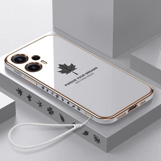 Xiaomi Redmi 12 Note 12s Note 12 Pro หรูหรา ใบเมเปิ้ล สี่เหลี่ยม บางเฉียบ เคสชุบ
