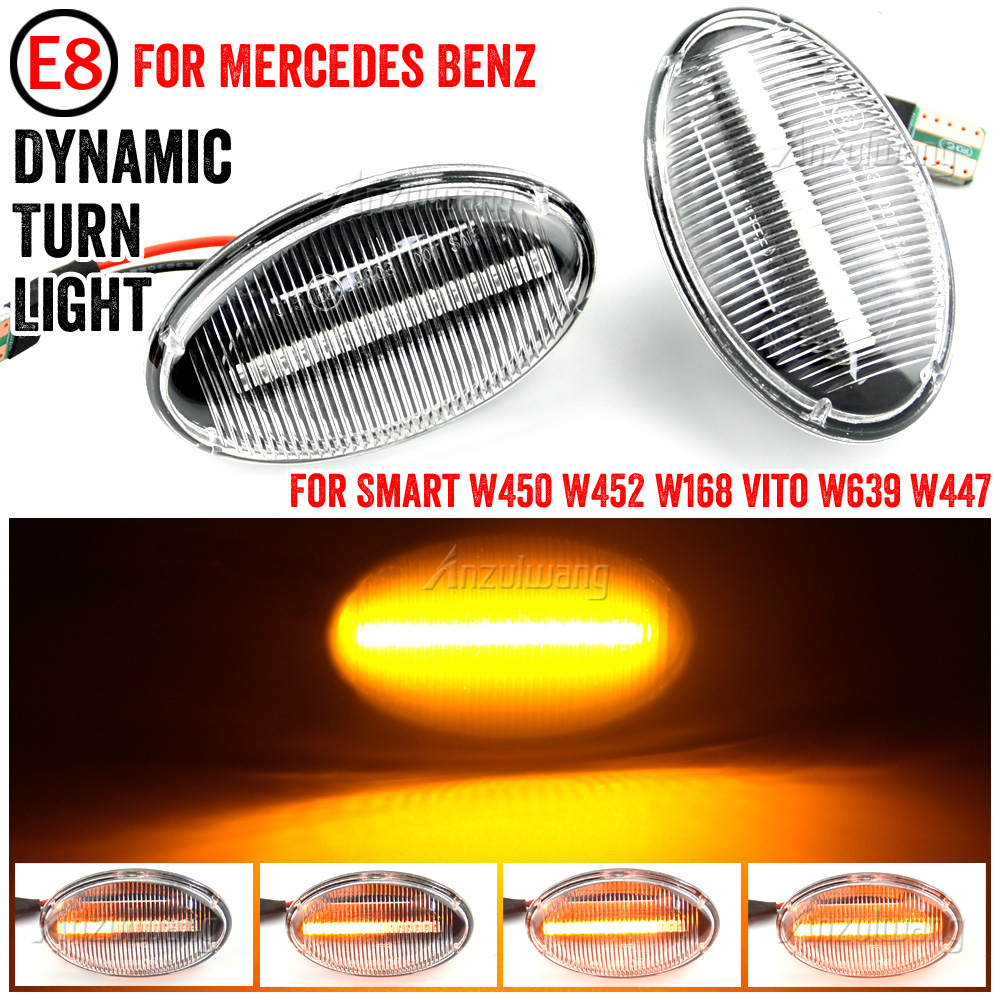 ไฟเลี้ยว LED Repeater โคมไฟแบบไดนามิกด้านข้างสําหรับสมาร์ท W450 W452 Mercedes Benz A-Class W168 Vito