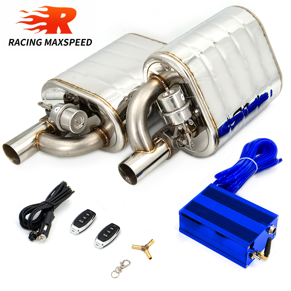 พร้อมส่ง 2",2.5"or 3"Slant Outlet Tip Inlet Weld On Single Exhaust Muffler Valvetronic Eks Set With Wireless Remote Controller Switch/Dump Valve Exhaout