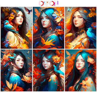 orfon ระบายสีตามตัวเลข diy ภาพระบายสีตามตัวเลข 30*40 40*50ซม