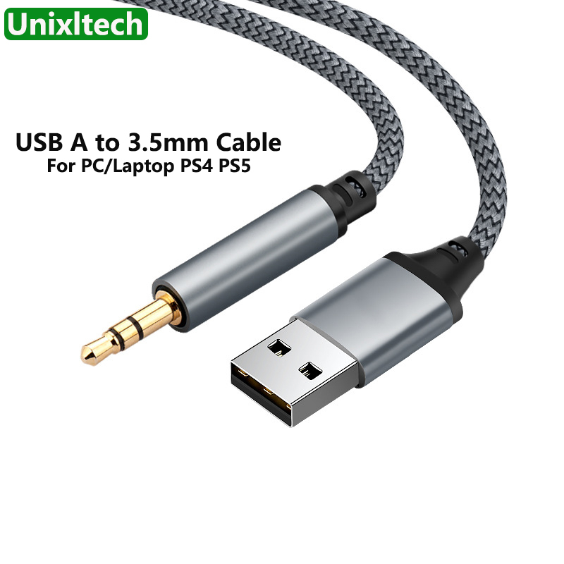 สายเคเบิล USB A เป็น 3.5 มม. Aux สําหรับ PC PS4 PS5 อะแดปเตอร์เสียงเสริม สําหรับหูฟัง ลําโพง