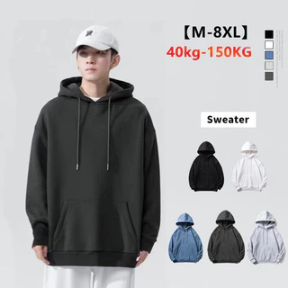 [ส่งไวจากไทย] เสื้อกันหนาวแขนยาว มีฮู้ด สีพื้น แฟชั่นสำหรับผู้ชาย ไซซ์ M-5XL