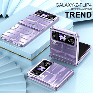 3in1 เคสโทรศัพท์มือถือแบบแข็ง ใส บางมาก ลายตัวอักษร สําหรับ Samsung Galaxy Z FLIP 4 3 FLIP3 FLIP4