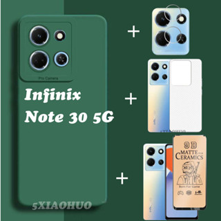 4in1 เคสโทรศัพท์ซิลิโคน สีแคนดี้ สําหรับ Infinix Note 30 Infinix Note 30 5G + ฟิล์มเซรามิคนิ่ม + ฟิล์มเลนส์ + ฟิล์มด้านหลัง