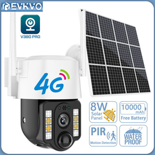 Evkvo V380 กล้องวงจรปิดไร้สาย พลังงานแสงอาทิตย์ 5MP 4G ตรวจจับ PIR WIFI PTZ IP มองเห็นกลางคืน 30 ม. กันน้ํา สําหรับบ้าน