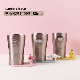 Sanrio แก้วกาแฟเหล็ก ลาย Hello Kitty Melody Kuromi LittleTwinStars Cinnamoroll PompomPurin Pochacco Keroppi 480 มล. สําหรับตกแต่ง ของขวัญ 821