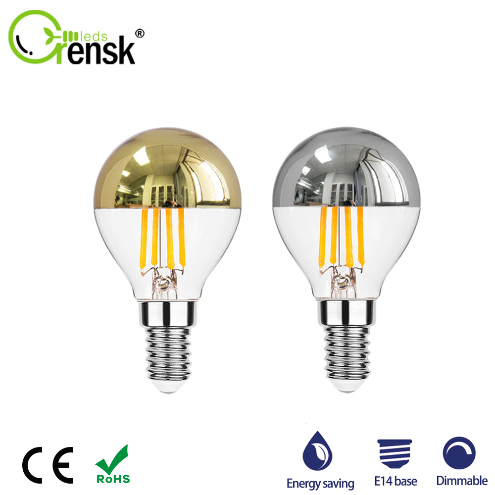 หลอดไฟ LED E14 4W โครเมี่ยม สีเงิน สีทอง 220V สีขาวอบอุ่น หรี่แสงได้ สําหรับตกแต่งระย้า ทางเดิน