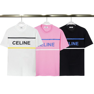 Cel1ne เสื้อยืดแขนสั้น ผ้าฝ้าย พิมพ์ลาย แฟชั่นสําหรับทุกเพศ