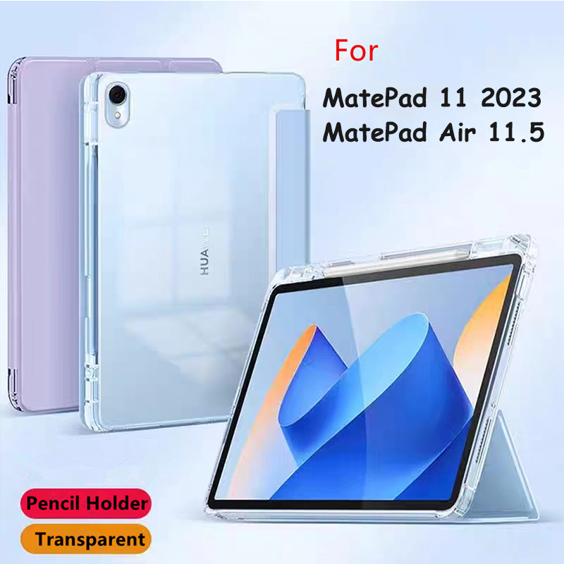 Huawei MatePad Air 11.5 2023 เคส พร้อมที่ใส่ปากกา MatePad 11 Papermatte Edition Honor Pad V8 / V7 Pro Smart Case เคลือบด้าน โปร่งใส ฝาพับ ขาตั้งนุ่ม