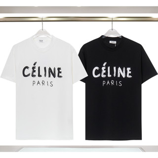 Cel1ne เสื้อยืดแขนสั้น ผ้าฝ้าย พิมพ์ลาย แฟชั่นสําหรับทุกเพศ