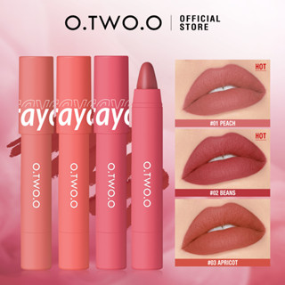 O.two.o ดินสอเขียนขอบปาก ลิปสติก เนื้อแมตต์กํามะหยี่ ติดทนนาน 6 สี