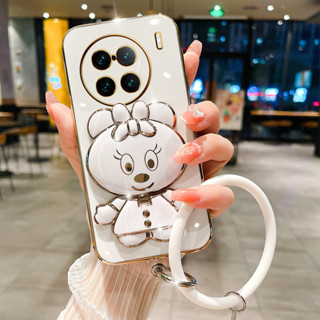 เคสนิ่ม vivo X90 Pro / X80 Pro / X70 Pro / X60 Pro มินนี่เมาส์ ขาตั้ง ชุบไฟฟ้า สร้อยข้อมือ