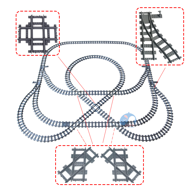 บล็อกตัวต่อรางรถไฟ พร้อมสวิตช์ราง MOC อะไหล่ก่อสร้างเมือง - รูปที่ 3