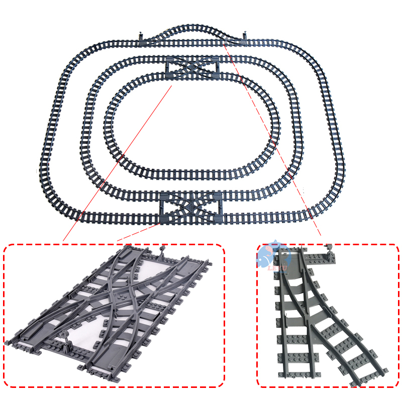 บล็อกตัวต่อรางรถไฟ พร้อมสวิตช์ราง MOC อะไหล่ก่อสร้างเมือง - รูปที่ 4