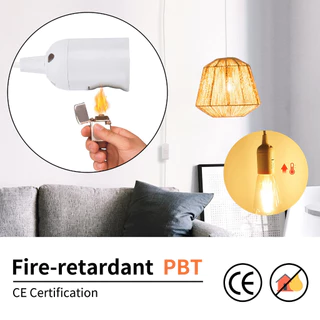E14 E27 ฐานโคมไฟ 1.8 ม. ปลั๊ก EU สายไฟ สายเคเบิล 220V สีขาว สีดํา Himalayan เกลือ ขยายสายเคเบิล พร้อมสวิตช์หรี่แสง