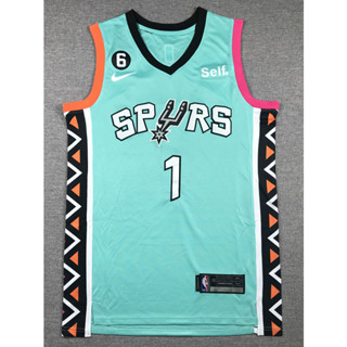 2023 nba San Antonio Spurs  No. 1 Wembanyama green basketball jersey