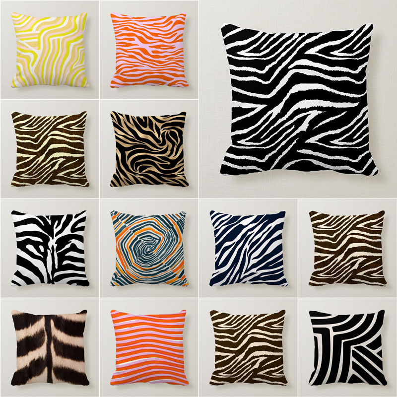 ปลอกหมอน ผ้ากํามะหยี่ขนนิ่ม ลายม้าลาย ขนาด 45x45 ซม. สําหรับตกแต่งบ้าน