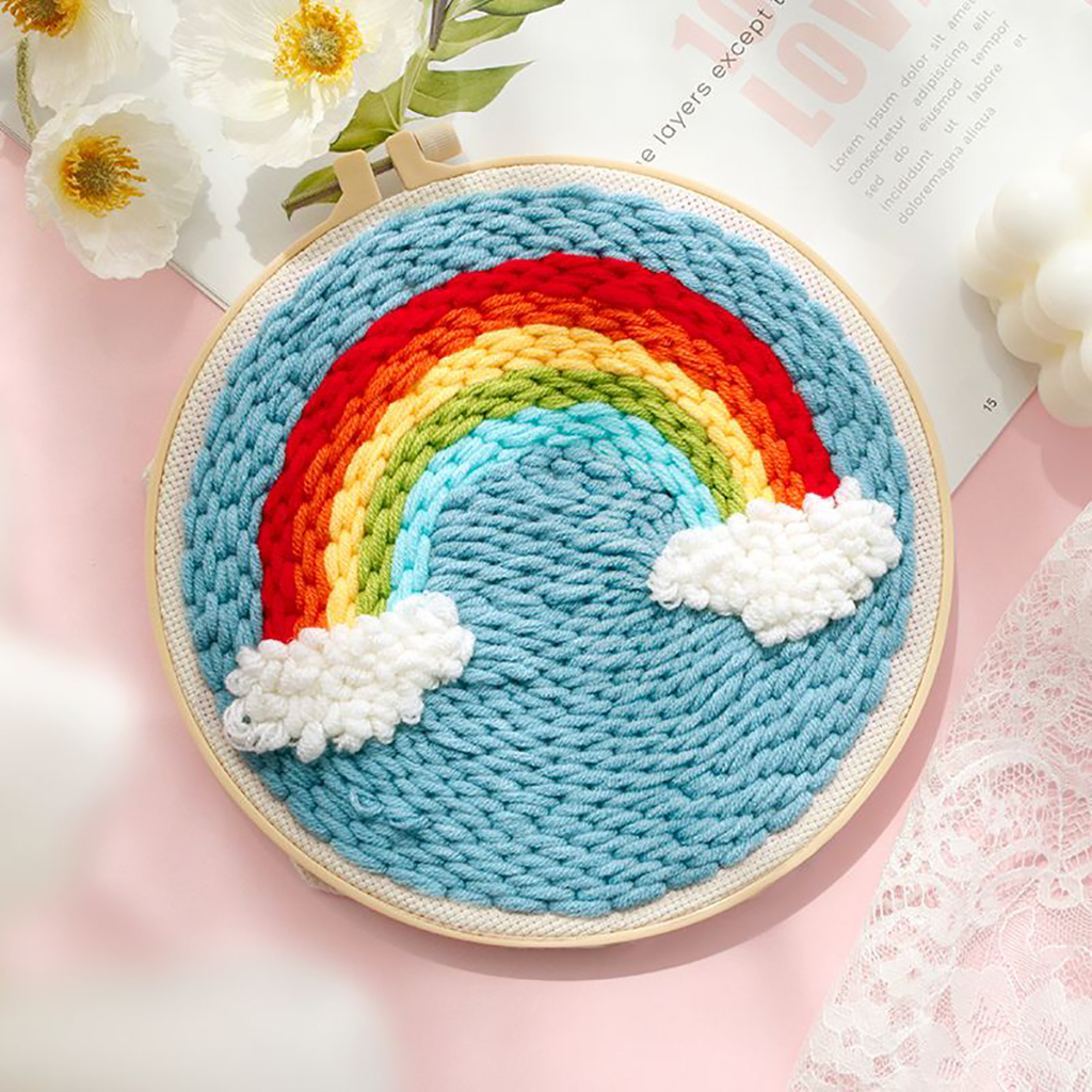 RUOPOTY DIY Little Rainbow Scenery เย็บปักถักร้อยชุด Punch เข็ม HandmadePattern พิมพ์เย็บปักถักร้อยตกแต่งบ้าน