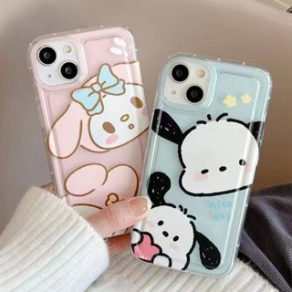 เคสโทรศัพท์มือถือ ซิลิโคนนิ่ม TPU ใส กันกระแทก ลายสุนัข และกระต่ายน่ารัก สําหรับ IPhone 11 12 13 14 Pro Max 7 8 Plus X XS XR SE 2020