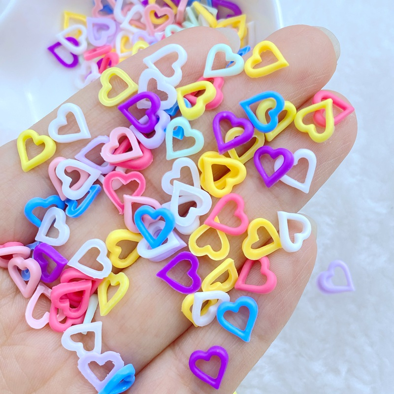 热销美甲树脂装饰品心形可爱桃子 3D 小尺寸马卡龙多色 DIY 100 件