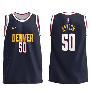 เสื้อกีฬาแขนสั้น ลายทีมชาติฟุตบอล Denver Nuggets Nike Icon Edition Swingman Jersey สีกรมท่า สําหรับผู้ชาย