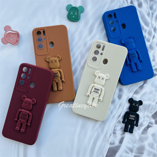 Tecno Pova Neo LE6 เคสโทรศัพท์ซิลิโคน TPU แบบนิ่ม ลายการ์ตูนหมี ป้องกันกล้อง พับได้ อเนกประสงค์ ปรับได้