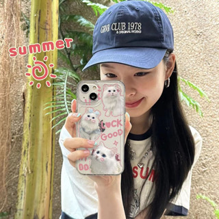 เคสโทรศัพท์มือถือ แบบใส ลายอวกาศ แมวขาวน่ารัก สําหรับ iphone11 12 13 14 promax x xs xr i7 i8