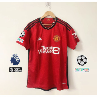 เสื้อกีฬาแขนสั้น ลายทีมชาติฟุตบอล Man U 23 24 ชุดเหย้า ไซซ์ S - 4XL